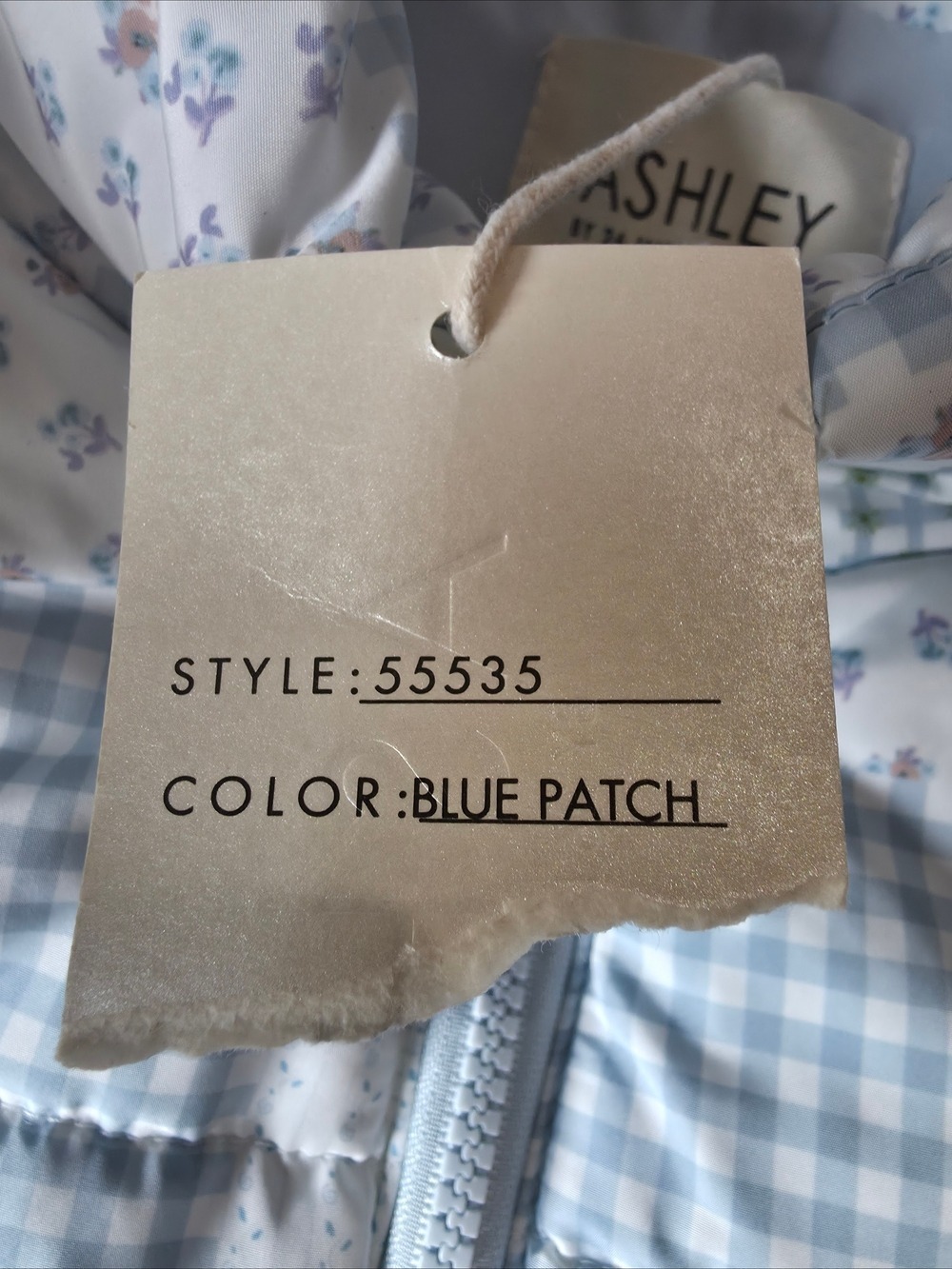 Ashley Light Blue Patch Quilted Vest NWT #JAC14 - Picture 10 of 12